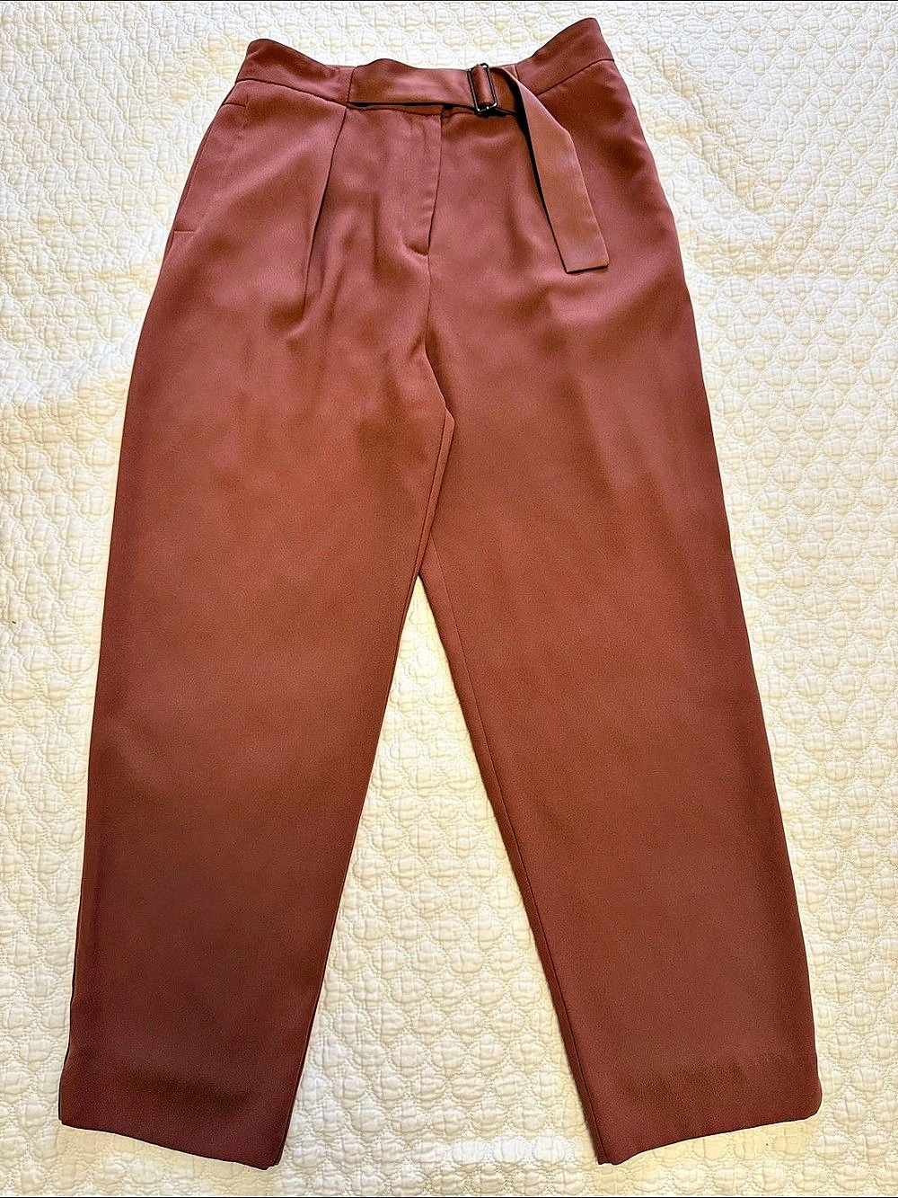 Topshop Straight Leg Belted Pants in Brown US 6 Like New